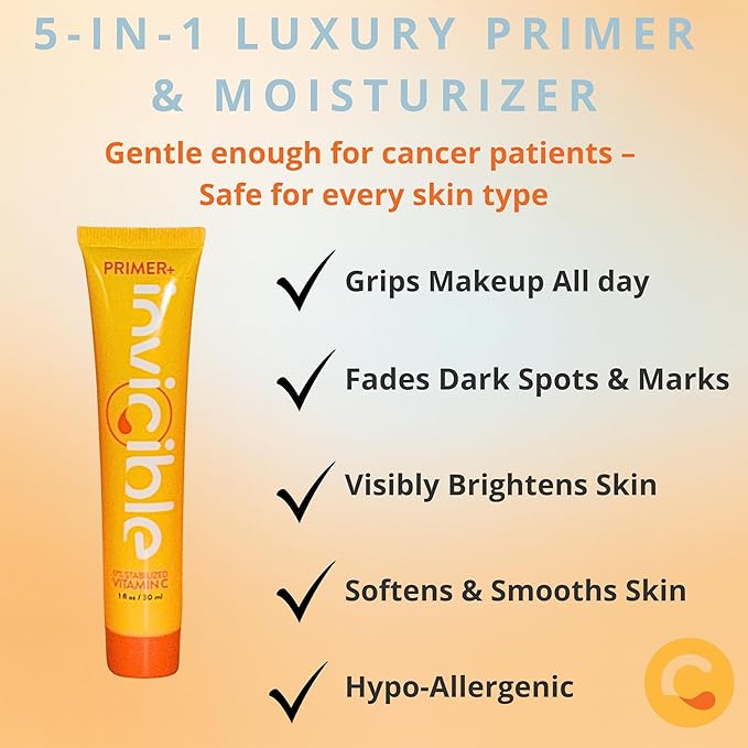 5 in 1 Primer For Face Before Makeup | 17% Vitamin C | All Day Grip | Dark Spot Corrector | Silky Matt Finish | Chemical Free | Vegan | All Skin Types | Made in America | 1fl oz-BrightBean Baby