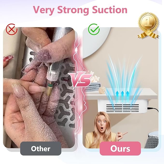 LIONVISON Nail Dust Collector for Salons: Vacuum Fan Dust Suction Machine for Beginners DIY - Manicure Pedicure Tool with Reusable Filter for Home-BrightBean Baby