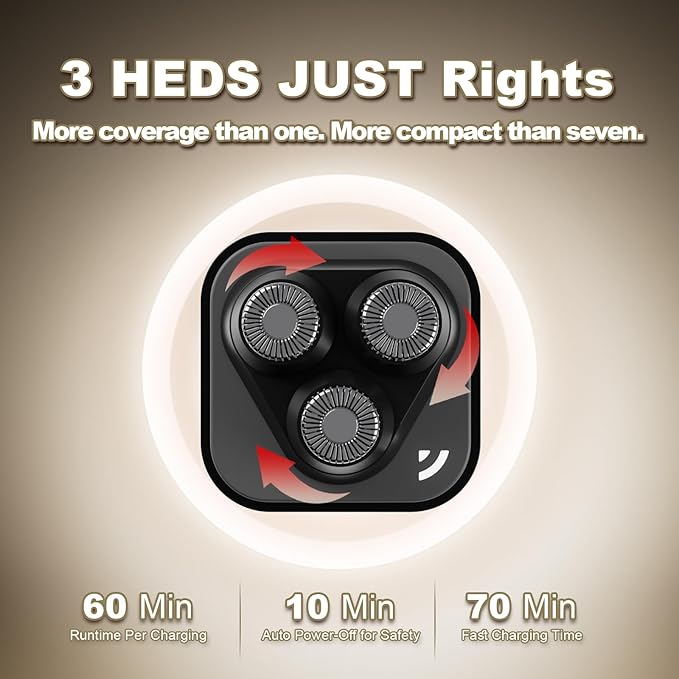 Facial Hair Removal for Women, 3D Floating Blade Rotary Razor, Wet/Dry Electric Shaver, Portable & USB Rechargeable Epilator Hair Remover for Face, Upper Lip, Chin, Arms & Legs (Black)-BrightBean Baby