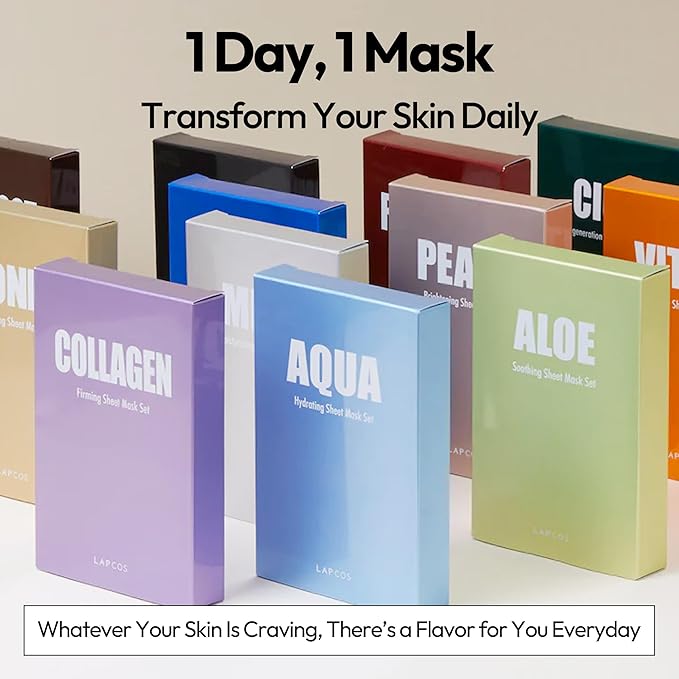 LAPCOS Vita C Sheet Mask, Daily Face Mask with Vitamin C to Renew Skin, Korean Beauty Favorite, 5-Pack-BrightBean Baby
