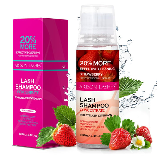 ARISON LASHES Lash Shampoo Concentrate for Lash Extensions 100ML Eyelash Cleanser Concentrate Oil-Free Eyelash Extension Shampoo with Salon Home Care(Strawberry)-BrightBean Baby