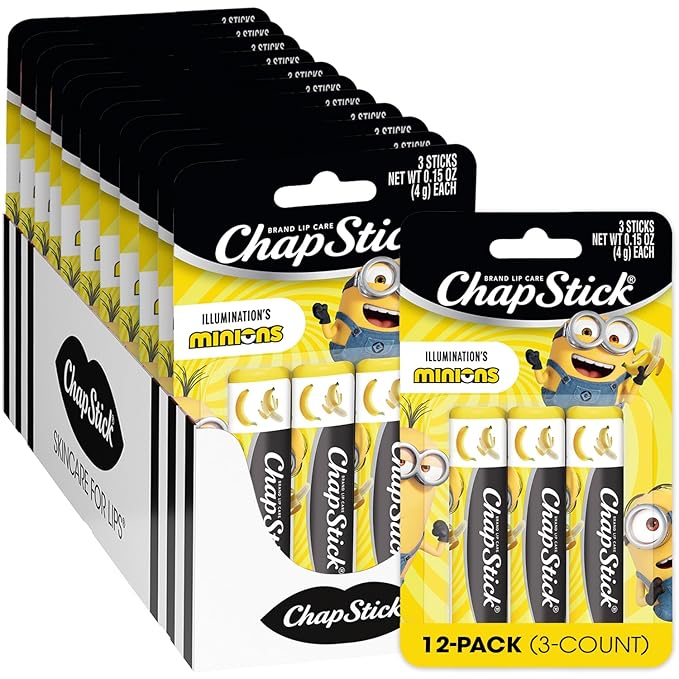 ChapStick Bulk Lip Balm, Minions Banana-Nana (36 Sticks), Party Favors for Kids, 0.15 Oz Ea-BrightBean Baby