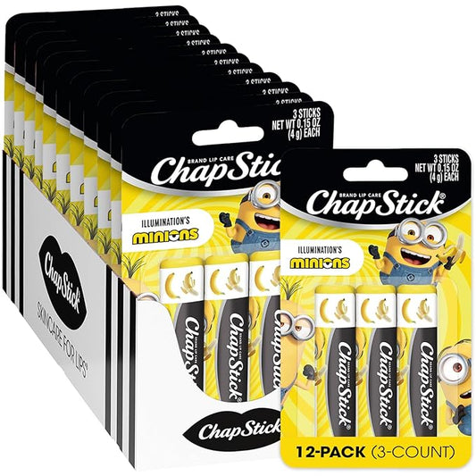 ChapStick Bulk Lip Balm, Minions Banana-Nana (36 Sticks), Party Favors for Kids, 0.15 Oz Ea-BrightBean Baby