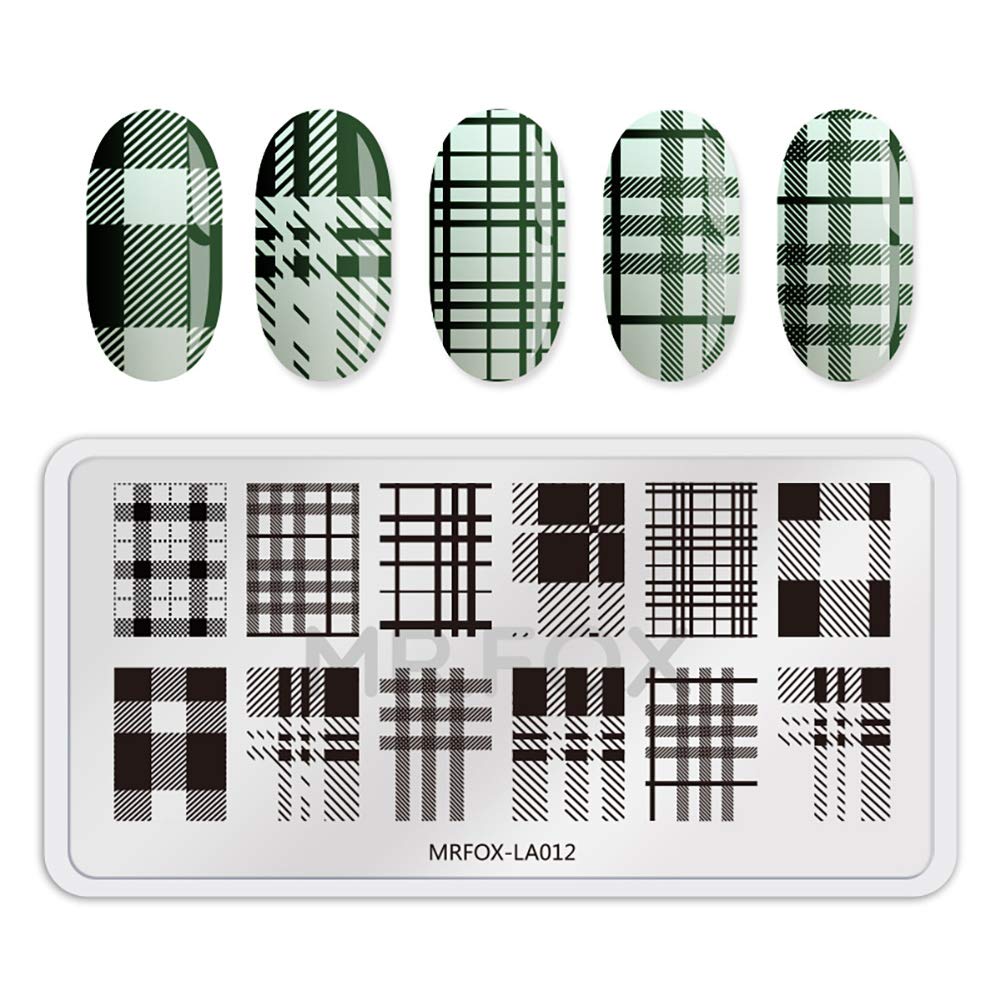 Mr.Fox Nail Printing Board Set Geometric Motif Lines Round Plaid Diamond Pattern Art DIY hot Stamping Template, etc-BrightBean Baby