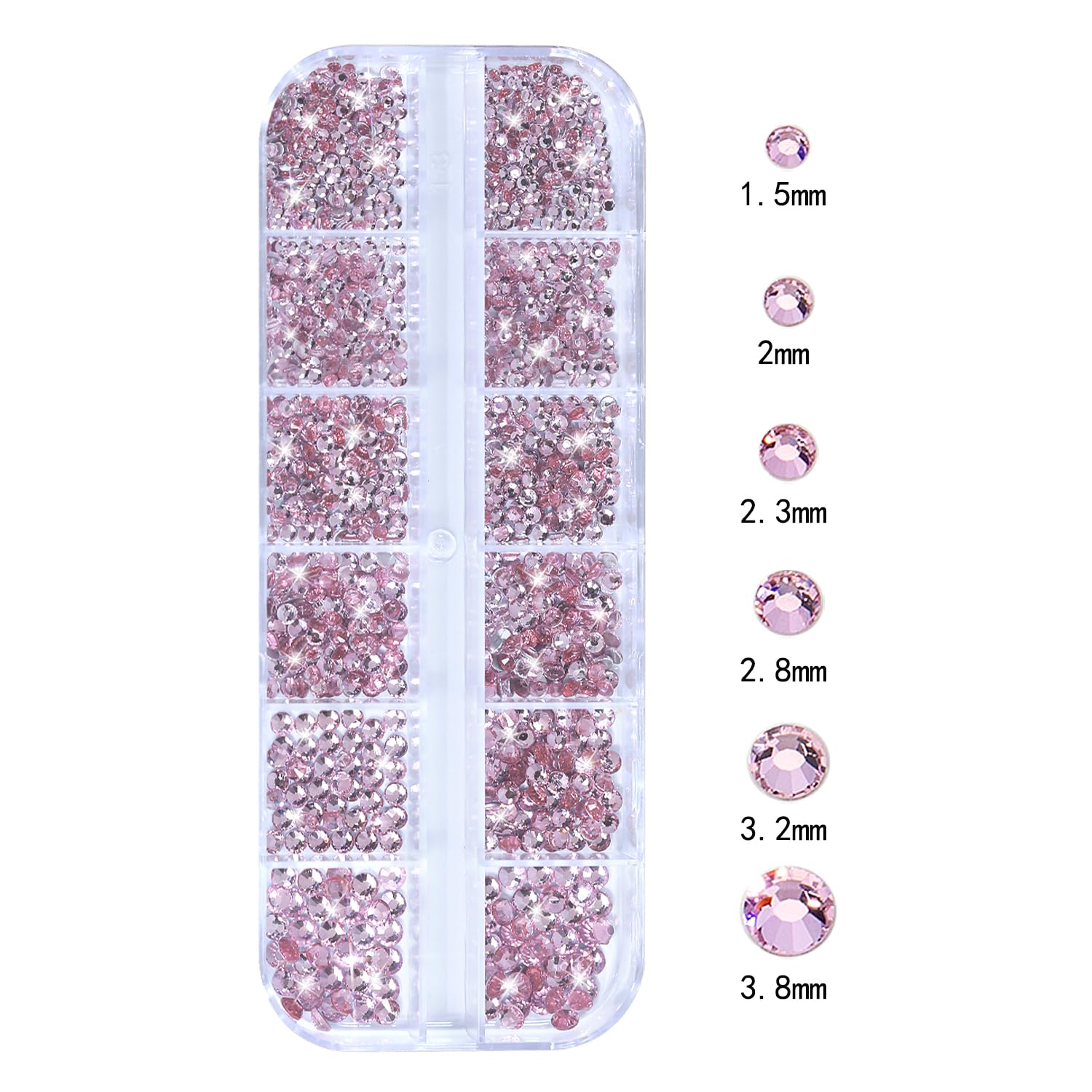 HNUIX Nail Rhinestones - 3D Multi Shape Size Crystal, Light Pink Nail Gems, Flat Back, with Kit, for Nail Art, DIY Decorations-BrightBean Baby