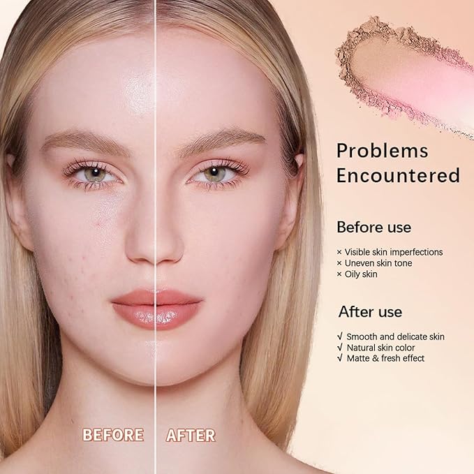 Baked Foundation, Coror Correcting Baked Foundation,Buildable Coverage, Lightweight Powder Foundation, Creates a Perfect Canvas and a Natural Semi-Matte Finish(01# Porcelain)-BrightBean Baby
