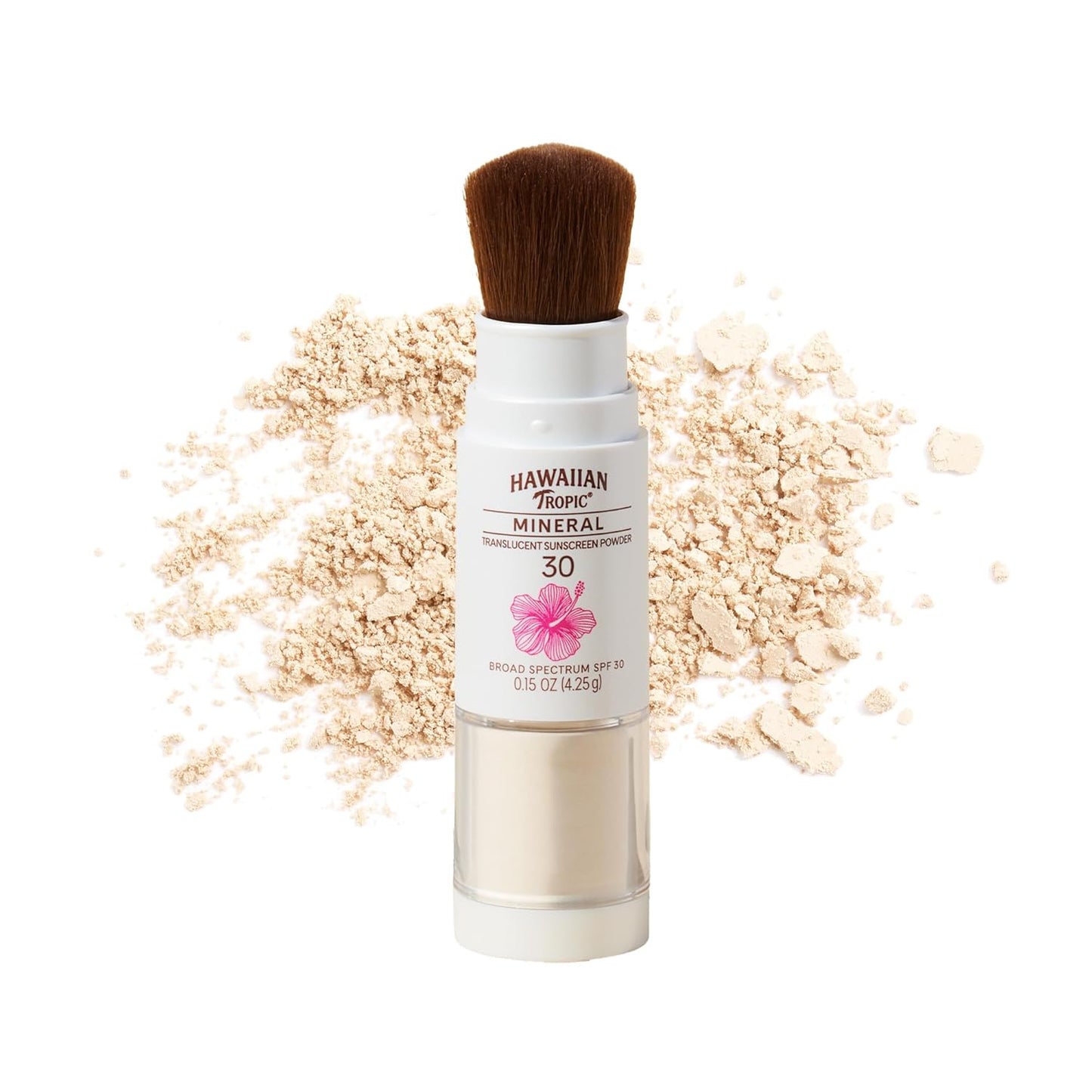 Hawaiian Tropic Mineral Powder Sunscreen Brush SPF 30 | Beach Essentials, Zinc Oxide Mineral Sunscreen Powder SPF, Face Sunblock Travel Size, Brush On Sun Screen Protector for Face and Body, 0.15oz-BrightBean Baby