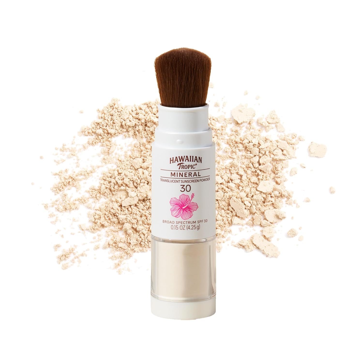 Hawaiian Tropic Mineral Powder Sunscreen Brush SPF 30 | Beach Essentials, Zinc Oxide Mineral Sunscreen Powder SPF, Face Sunblock Travel Size, Brush On Sun Screen Protector for Face and Body, 0.15oz-BrightBean Baby