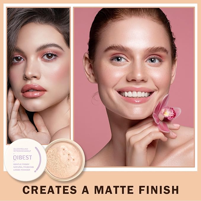 Setting Powder Loose Face Powder Lightweight Soft Smooth Brighten Minimizes Pores Long Lasting Oil Control Loose Powder Makeup For Matte Flawless Finish 00#Prism-BrightBean Baby