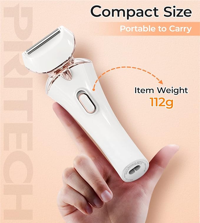 PRITECH Electric Shaver for Women - Cordless Razor for Women Portable Lady Shaver for Legs, Arm, Underarms, Bikini, USB Rechargeable, Wet & Dry Waterproof Bikini Trimmer for Woman, Gold-BrightBean Baby
