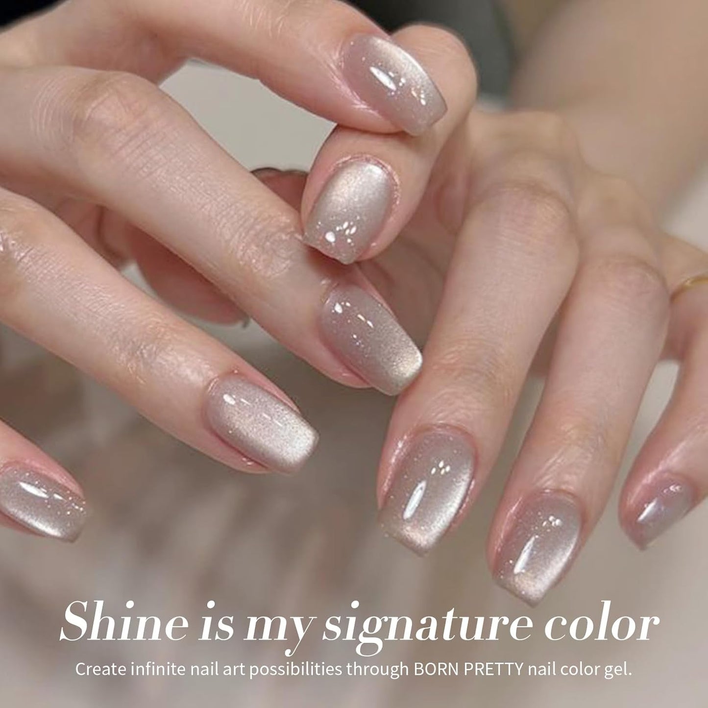 Born Pretty Cat Magnetic Eye Gel Nail Polish, Nude Moonlight Cat Magnetic Gel, Glass Shiny Effect Nude Soak Off Nail Art Salon Manicure Home Gift 15ml-BrightBean Baby