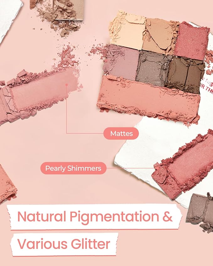 AMTS True Beauty Dear Rose Eyeshadow Palette, Matte Shimmer Glitter Highly Pigmented, Long Lasting, Cheek blush, K Beauty, Korean makeup-BrightBean Baby