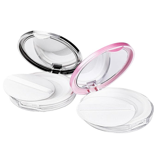 Mabor 2pcs Loose Powder Containers Powder for Women Girls Empty Face Powder Compact Powder Puff Container with Mirror Empty Reusable Powder Case-BrightBean Baby