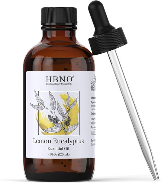 HBNO Lemon Eucalyptus Essential Oil - 4 oz (120ml) - Natural - Perfect for Cleaning, Aromatherapy, DIY, Soap & Diffuser-BrightBean Baby