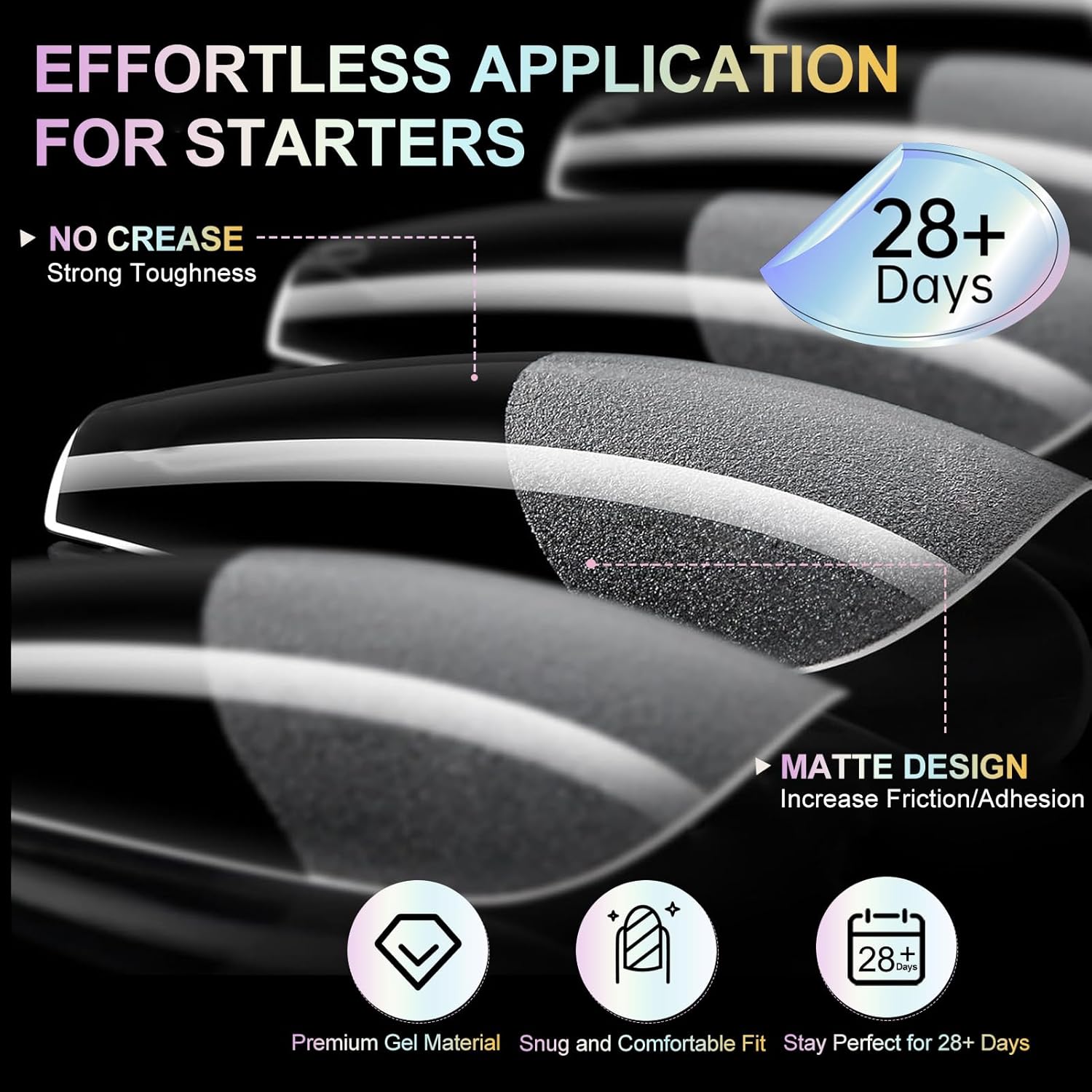 Coffin Nail Tips Medium Coffin Soft Gel Nail Tips 240Pcs Acrylic Full Cover Pre-Shape Nails Tips Half Matte Clear Press on Nails for Nail Extension Manicure Home DIY Salon 12 Sizes Gelly False Nails-BrightBean Baby