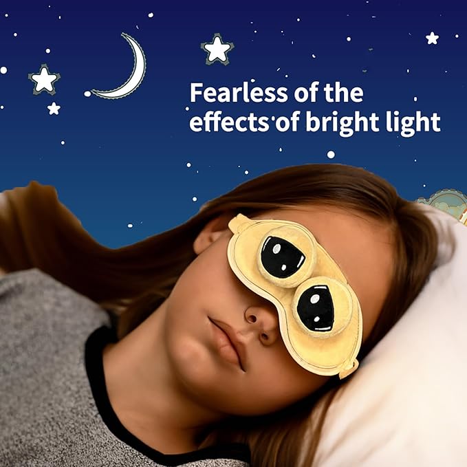 Cooling Eye Mask for Sleeping, Cute Alien Plush Sleep Eye Mask with Adjustable Strap and Built-in ice Pack for Kids & Adults, Cold Under Eye Mask for Travel, Meditation, Relaxation, and Sleep-BrightBean Baby