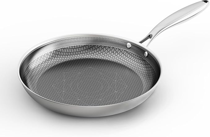 COOKING KING 8 Inch Stainless Steel Pan - Hybrid Nonstick Frying Pan Skillet