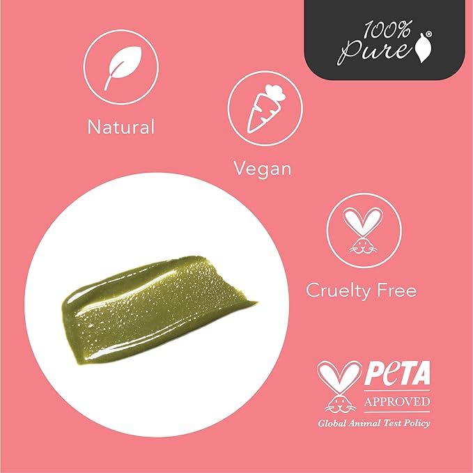 100% PURE Matcha Oat Face Scrub Facial for Glowy Radiant Skin Exfoliator & Pore Minimizer Natural Skincare for Women & Men, Vegan - 3 oz-BrightBean Baby