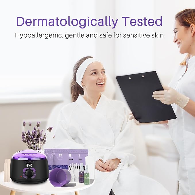 BLITZWAX Brazilian and Bikini Waxing Kit for Women, Hard Wax Warmer for Face, Legs and Body, At Home Hair Removal Kit, Beginner Friendly, Digital Fast Heating, 51 Wax Items-BrightBean Baby