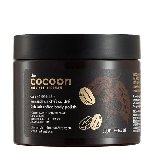 Cocoon Dak Lak Coffee Scrub Body, Exfoliating Body Scrub Organic with Coconut & Shea Butter, Dead Skin Remover for Body, Moisturizing Body for Sensitive Skin, Fragrance Free | Gift for Coffee Lovers-BrightBean Baby