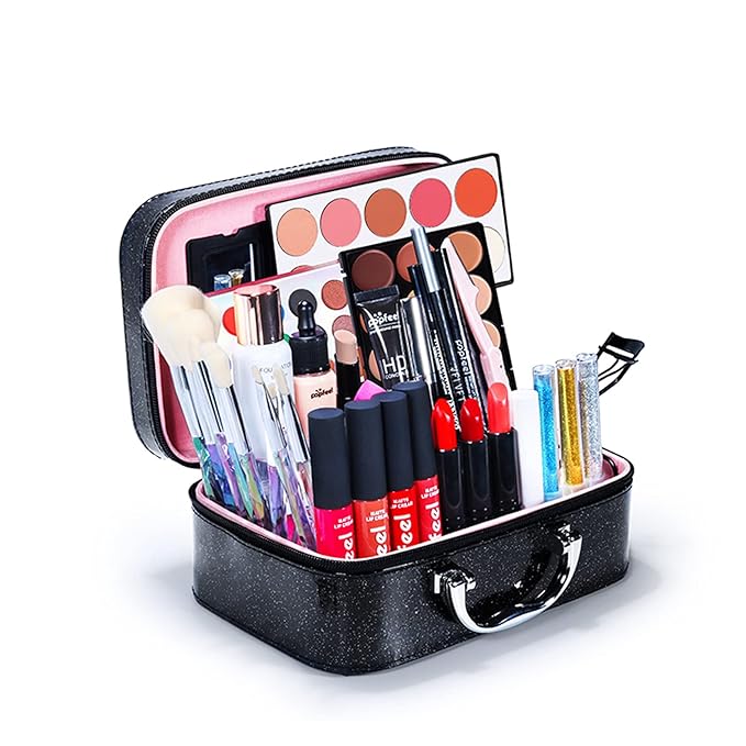 All-in-One Makeup Gift Set Travel Makeup Kit Complete Starter Makeup Bundle Lipgloss Lipstick Concealer Blushes Powder Eyeshadow Palette Cosmetic Palette for Teen Girls & Adults #17-BrightBean Baby