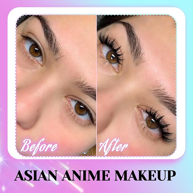 Losha Lashes Spiky Manga Lashes 14 Pairs Anime False Eyelashes 8D Wispy Eye Lashes Kit with Lash Glue and Lash Tweezers Natural Soft Fake Eyelashes (Cutes)-BrightBean Baby