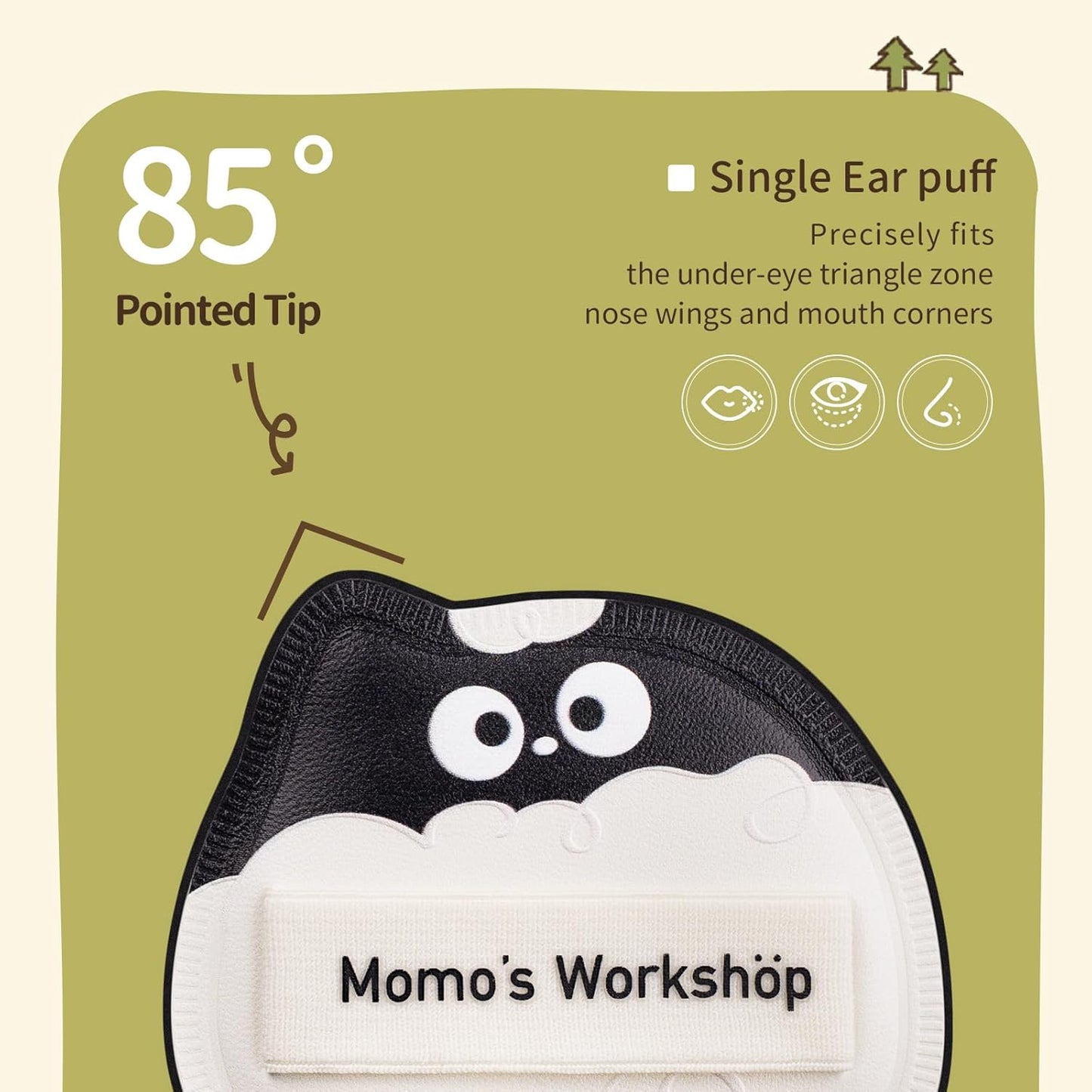 Lamb Toto Airy Marshmallow Puff,Makeup Sponge,Rubycell Material,Pointed Tip for Concealer + Flat Side for Foundation, Longwear Makeup, Travel Friendly & Reusable,2pcs Puffs & Storage Case-BrightBean Baby