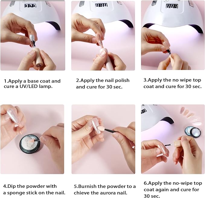 Allstarry Chrome Nail Powder 4 Colors Iridescent Aurora Powder Metallic Mirror Effect Pigment Pearlescent Purple Mermaid Unicorn Glitter for Nail Art Manicure Decoration Home DIY Salon-BrightBean Baby