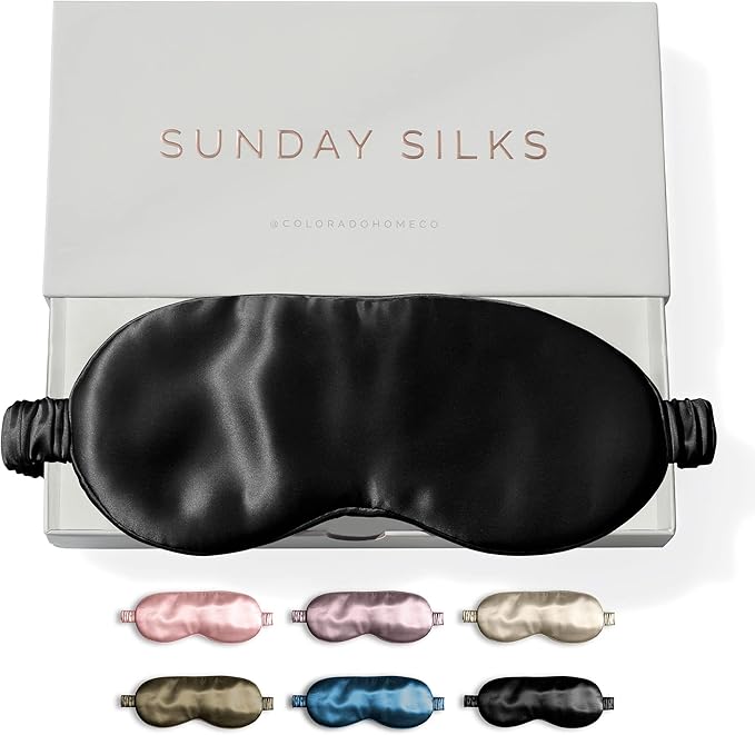 SUNDAYSILKS™ Exclusive Mulberry Silk Sleep Mask | Soft Eye Covers, Blackout Sleeping Mask for Women & Men | Silk Eye Mask for Sleep, Travel, and Relaxation | Antifaz para Dormir [Midnight Black]-BrightBean Baby
