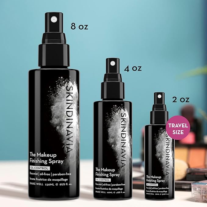 Skindinavia The Makeup Finishing Spray, Oil Control Makeup Setting Spray, All-Day Wear, Long-Lasting Up to 16+ Hours, Heat-Resistant & Waterproof, Fine Mist, 8.0 Oz-BrightBean Baby