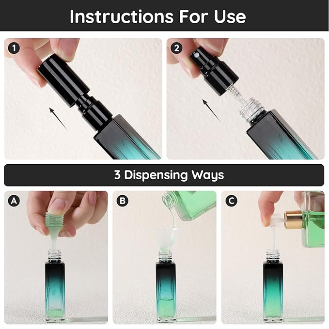 Segbeauty 0.34oz Travel Perfume Bottle Refillable, 5pcs Perfume Glass Spray Bottles, 10ml Mini Travel Atomizer Sprayer, Empty Press Pump Bottles, Cologne Atomizers with Clear Transfer Tool Set-BrightBean Baby