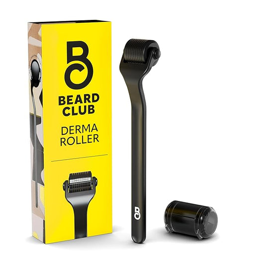The Beard Club Premium Derma Roller for Face, Body and Scalp - Microneedling Roller for Men and Women with 540 Titanium Microneedles - for Hair & Beard - Weighted Metal Handle - Magnetic Storage Case-BrightBean Baby