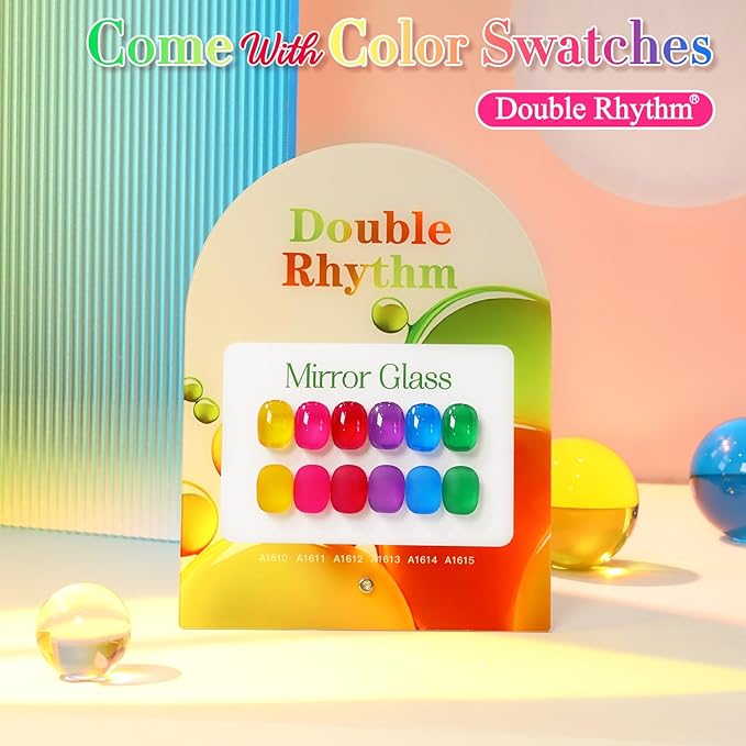 Double Rhythm 6 Pcs 15 ML Gel Polish Set Same Color Same Bottle Soak Off Gel Polish Kit Nail Art Manicure Salon DIY at Home for Women (Jelly Yellow Pink Red Purple Blue-T6-25)-BrightBean Baby