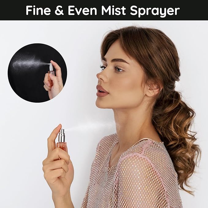 Segbeauty Portable Mini Perfume Atomizer Bottle, 5pcs Empty Refillable Cologne Spray Bottles, 10ML Small Travel Glass Perfume Bottle Fine Mist Sprayer Scent Pump Case for Cologne Fragrance-BrightBean Baby