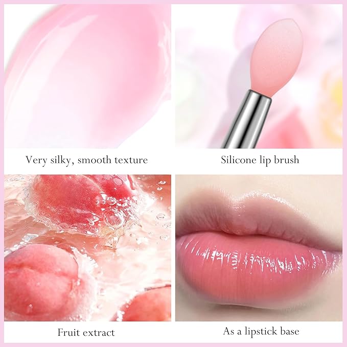 2Pc Jelly Lip Mask Overnight,Fruity Peach Lip Sleeping Mask Day Night Repair Kawaii Lip Balm Hydrate Plump Dry Lip Scrubs Exfoliator,Lip Care Lip Moisturizer with Collagen-Peach-BrightBean Baby