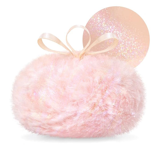 Highlighter Makeup Powder Plush Peach Ball Puff Glitter Shimmer Sparkle Loose Patting Powder for Body Face Hair Multi-Use High Gloss Shine Bright Illuminator Makeup Glossy Diamond Glow-BrightBean Baby