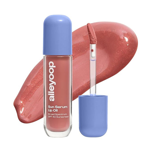 ALLEYOOP Sun Serum Lip Oil SPF 40 – Tinted Lip Oil with SPF, Hydrating Tinted Lip-Moisturizer for Women, Lips Sunscreen for Cracked Lips, Smooths & Soothes, Vegan, Travel-Friendly, Daylight-BrightBean Baby