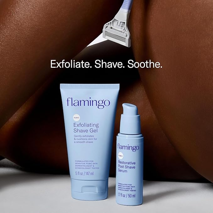 Flamingo Pubic Hair Razor for Women, Shaving Kit, 1 Pubic Razor Handle, 4 Five-Blade Refills, 1 Shower Holder, Starter Set, Full Kit-BrightBean Baby