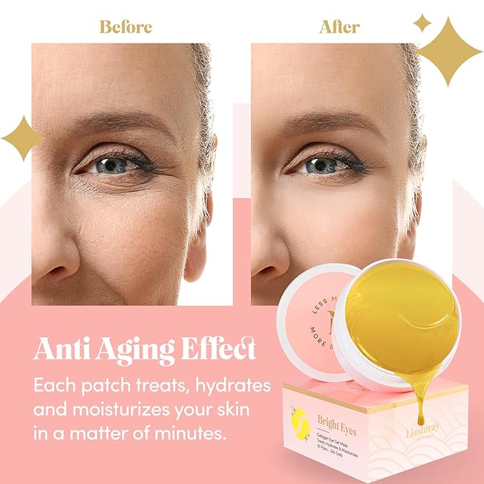 24K Gold Collagen Under Eye Mask - Bright Eyes Anti Aging Treatment-BrightBean Baby