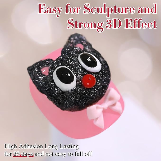 Double Rhythm 3D Nail Gel Solid Sculpting Gel for Nail Art Non-Sticky Hard Gel for Building Carving Molding Nail Extension Soak Off UV/LED Salon Home DIY 0.5 Oz (Gypsum Black)-BrightBean Baby