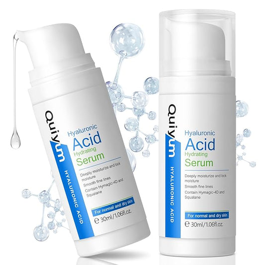 Hyaluronic Acid Serum for Face, Hydrating Face Serum for Dry Skin W/Hymagic-4D, Squalane, Vitamin C & E for Plumping, Hydrating & Anti-Aging Serum, Skin Care, 1.06fl.oz, Pack of 2-BrightBean Baby