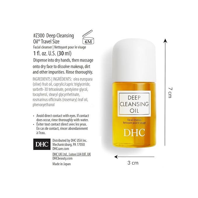 DHC Deep Cleansing Oil and Travel Size, Facial Cleansing Oil, Makeup Remover, Cleanses without Clogging Pores, Residue-Free, Fragrance and Colorant Free, For All Skin Types, 6.7 oz and 1 oz-BrightBean Baby