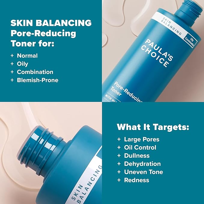 Paula's Choice SKIN BALANCING Pore-Reducing Face Toner for Combination and Oily Skin, Minimizes Large Pores, Controls Oil & Shine, Suitable for Acne-Prone Skin, Travel Size, 1 Fl Oz Bottle-BrightBean Baby