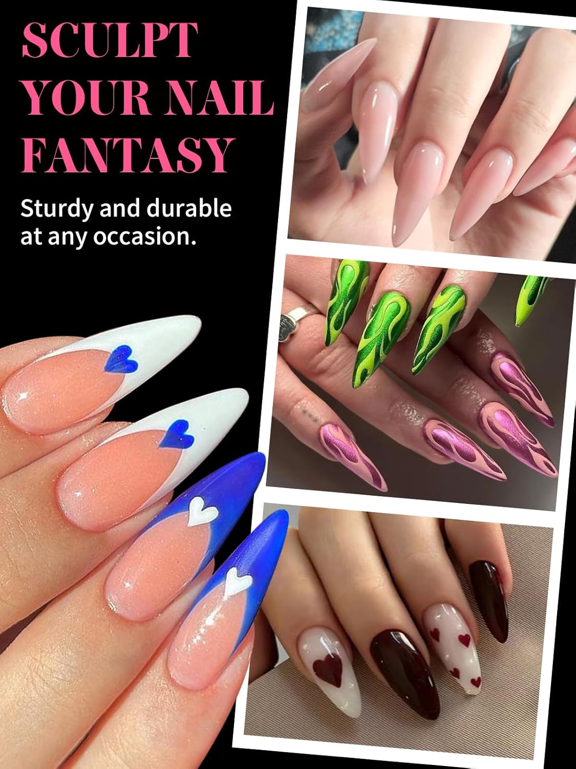 EBANKU Dual Nail Forms for Poly Extension Gel, 120 PCS Pink Nail Molds 12 Sizes Nail Extension Forms for Builder Gel Manicure Design Salon DIY-BrightBean Baby