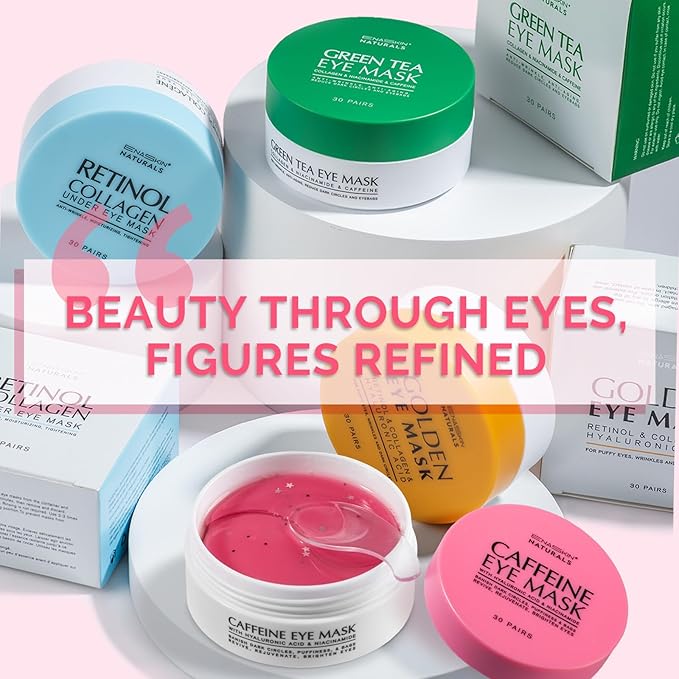 Under Eye Patches for Dark Circles: Caffeine Gel Masks for Puffiness Undereye Bags Wrinkles - Instant Brightening Moisturizing Skin Treatment Pads - Gift for Mom Traveler Night Worker, 30 Pairs (Pink)-BrightBean Baby