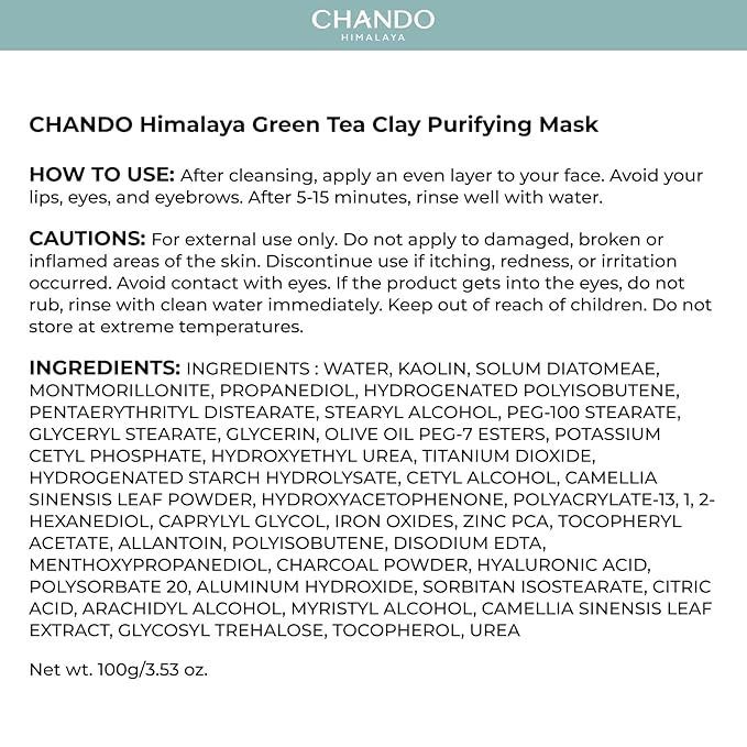 Purifying Green Tea Mask, Natural Facial Clay Mask Deep Pore Cleansing with Green Tea Extract and Portulaca Extract, for Clogged Pores, Detoxifies & Balance Oil, 3.52 fl.oz-BrightBean Baby