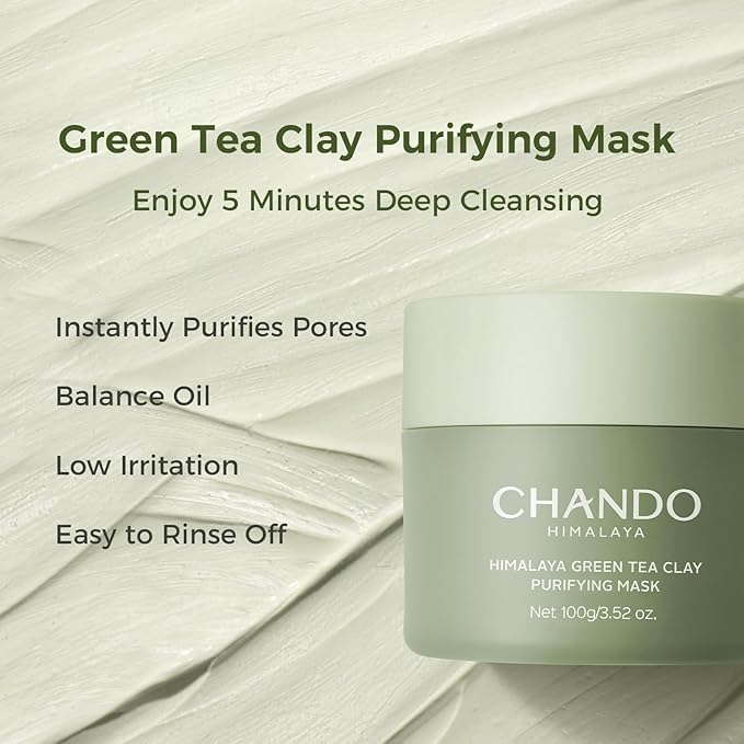 Purifying Green Tea Mask, Natural Facial Clay Mask Deep Pore Cleansing with Green Tea Extract and Portulaca Extract, for Clogged Pores, Detoxifies & Balance Oil, 3.52 fl.oz-BrightBean Baby