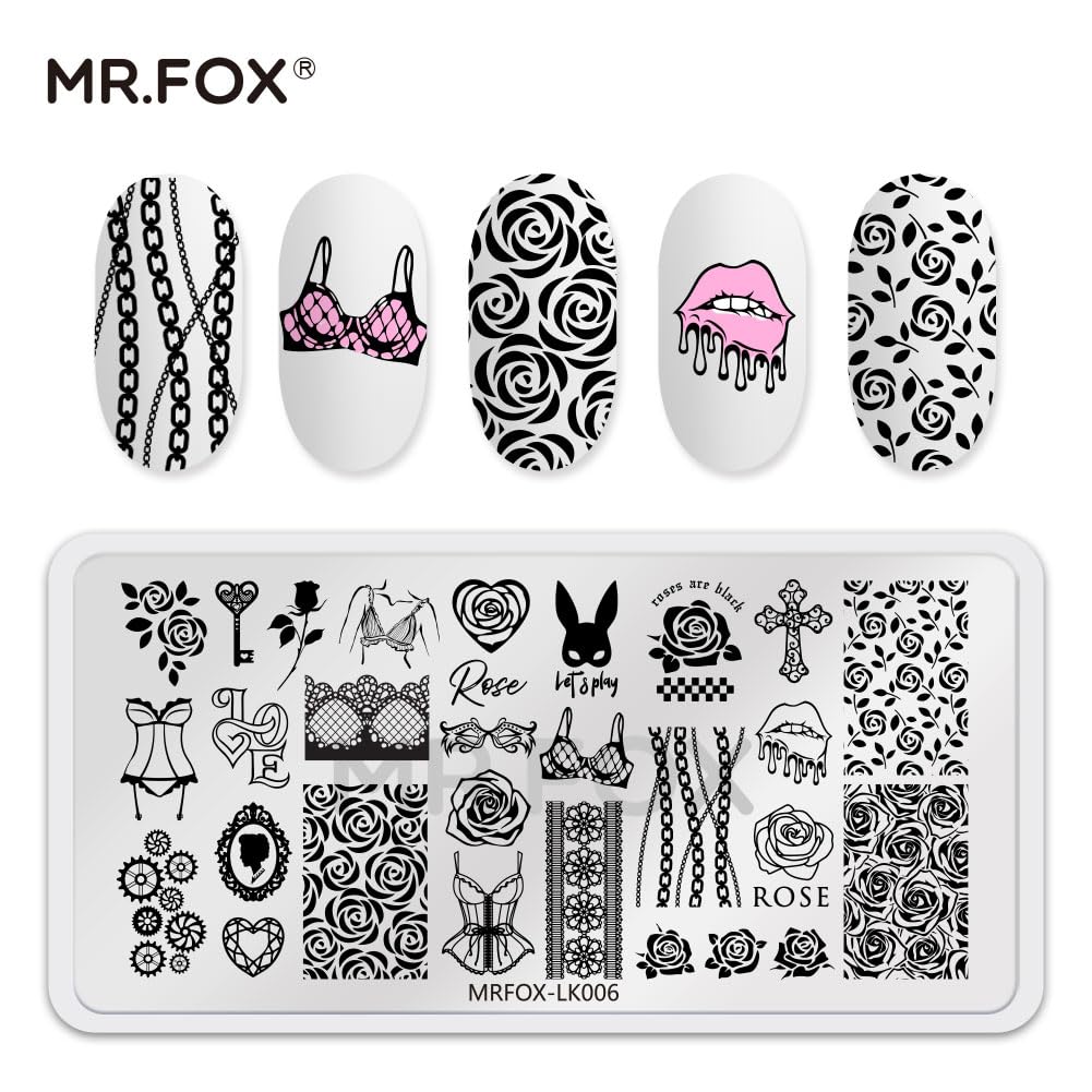 6 Pcs Nail Plates Stamping Set Rose Snake Butterfly Egyptian Cross Nail Art DIY Stamping Template-BrightBean Baby