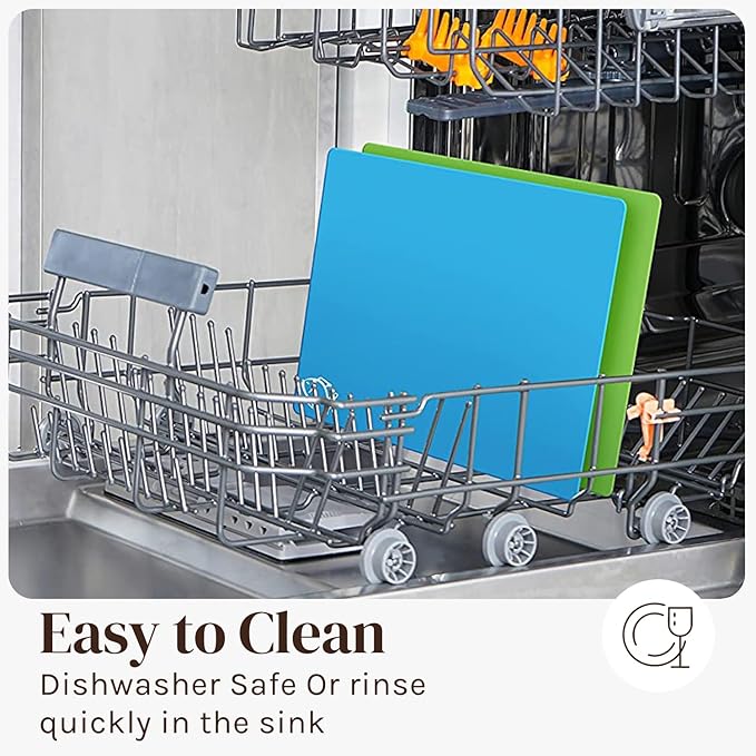 Bamboo Wood Cutting Board Set, Bamboo with 6 Color Coded Flexible Plastic Chopping Mats with Food Icons, Wooden Cutting Boards for Kitchen, Wooden Chopping Board Set Non Toxic Dishwasher Safe