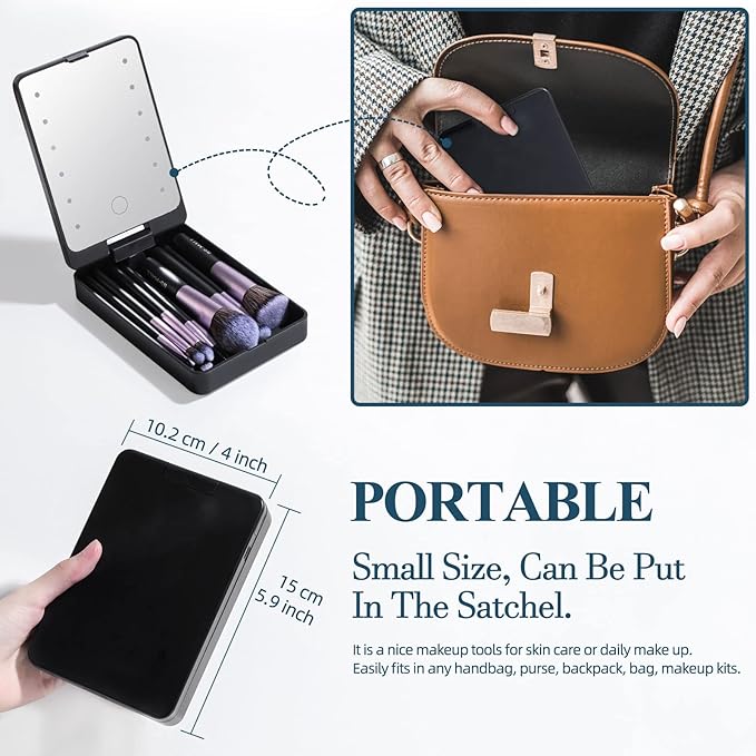 BS-MALL Travel Makeup Brush Set Foundation Powder Concealers Eye Shadows Makeup Set with LED light Mirror 14 Pcs (Purple)-BrightBean Baby